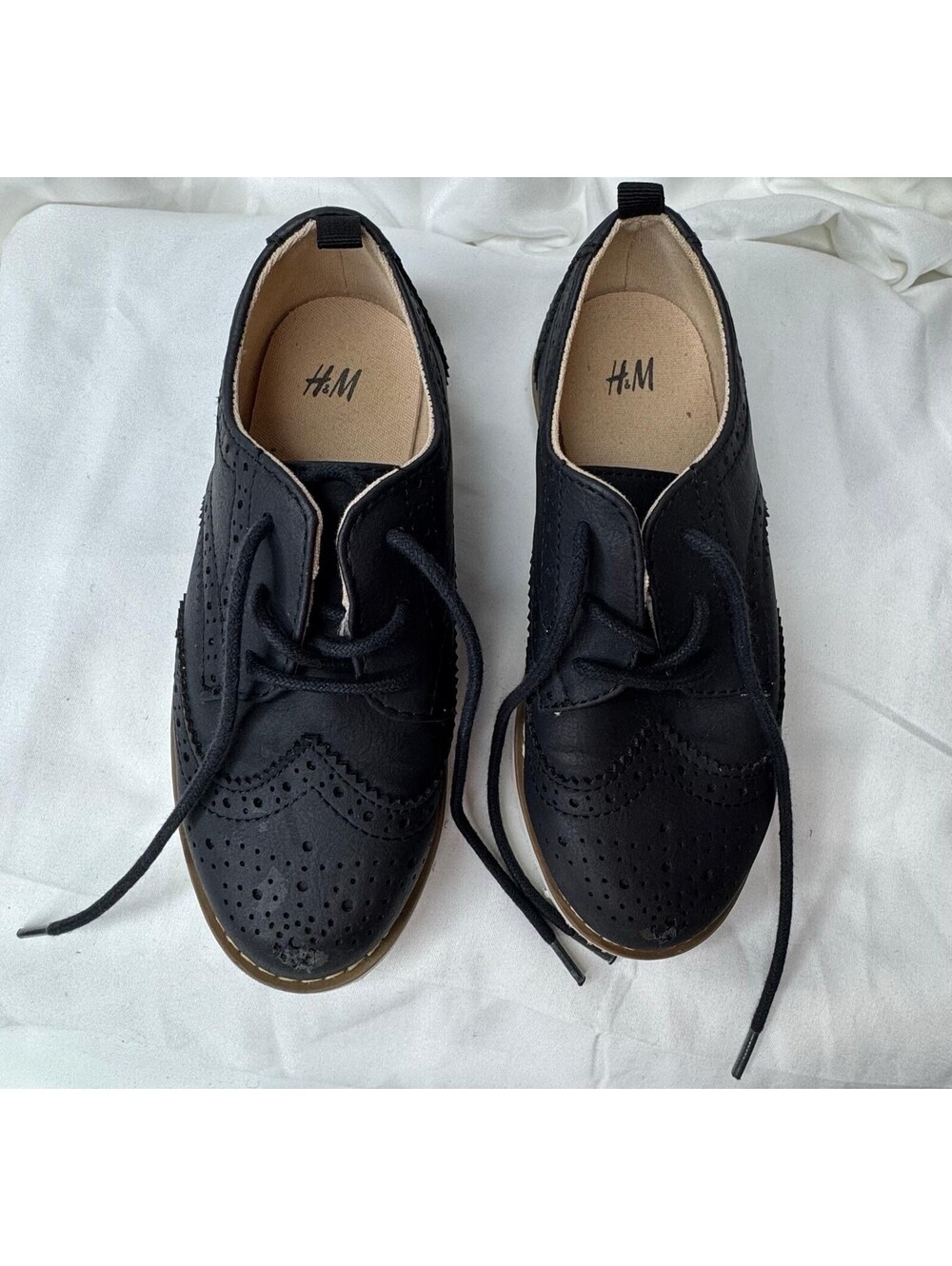 H&M Kids Oxford Shoes Size 27 US 3.5 Black Brogue Wingtip Toddler School
